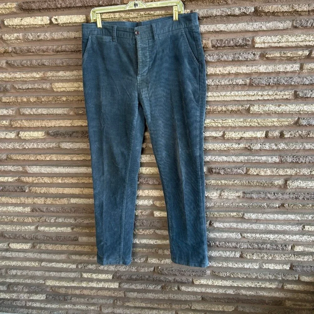Katin Men’s Blue Corduroy Pants Wide Wale Button Fly Size 36 Waist Flat Front